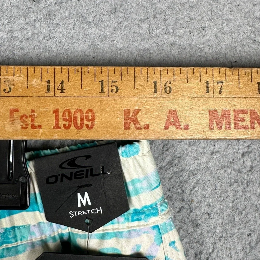 NEW O Neill Swim Trunks Mens Medium Teal Geometric Tribal Print Board Shorts